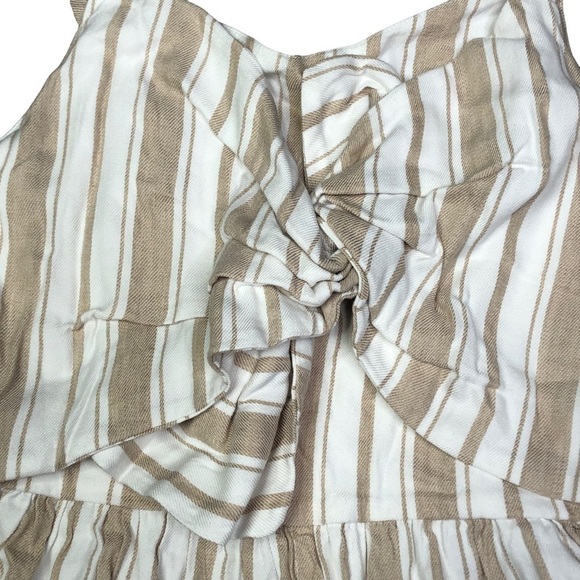 Mayoral striped short romper linen cotton blend striped twist tie front - Picture 2 of 8